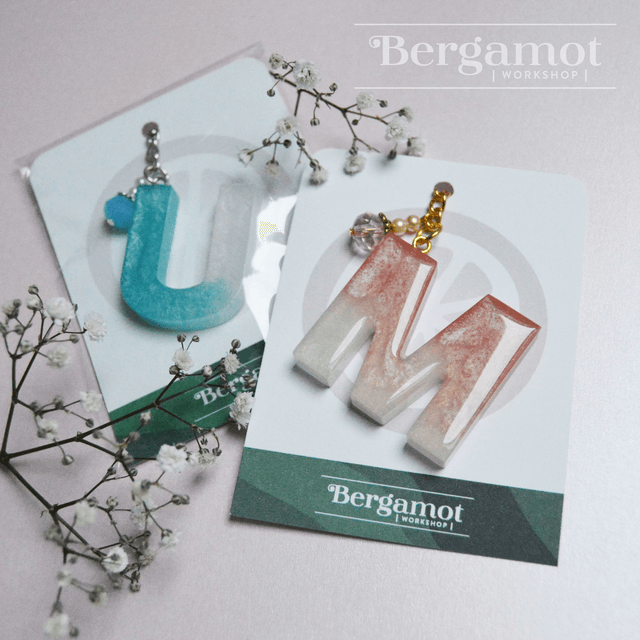 Blue Resin Letter Keyring