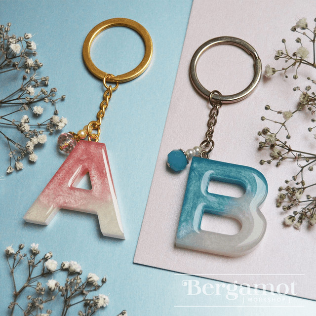 Blue Resin Letter Keyring